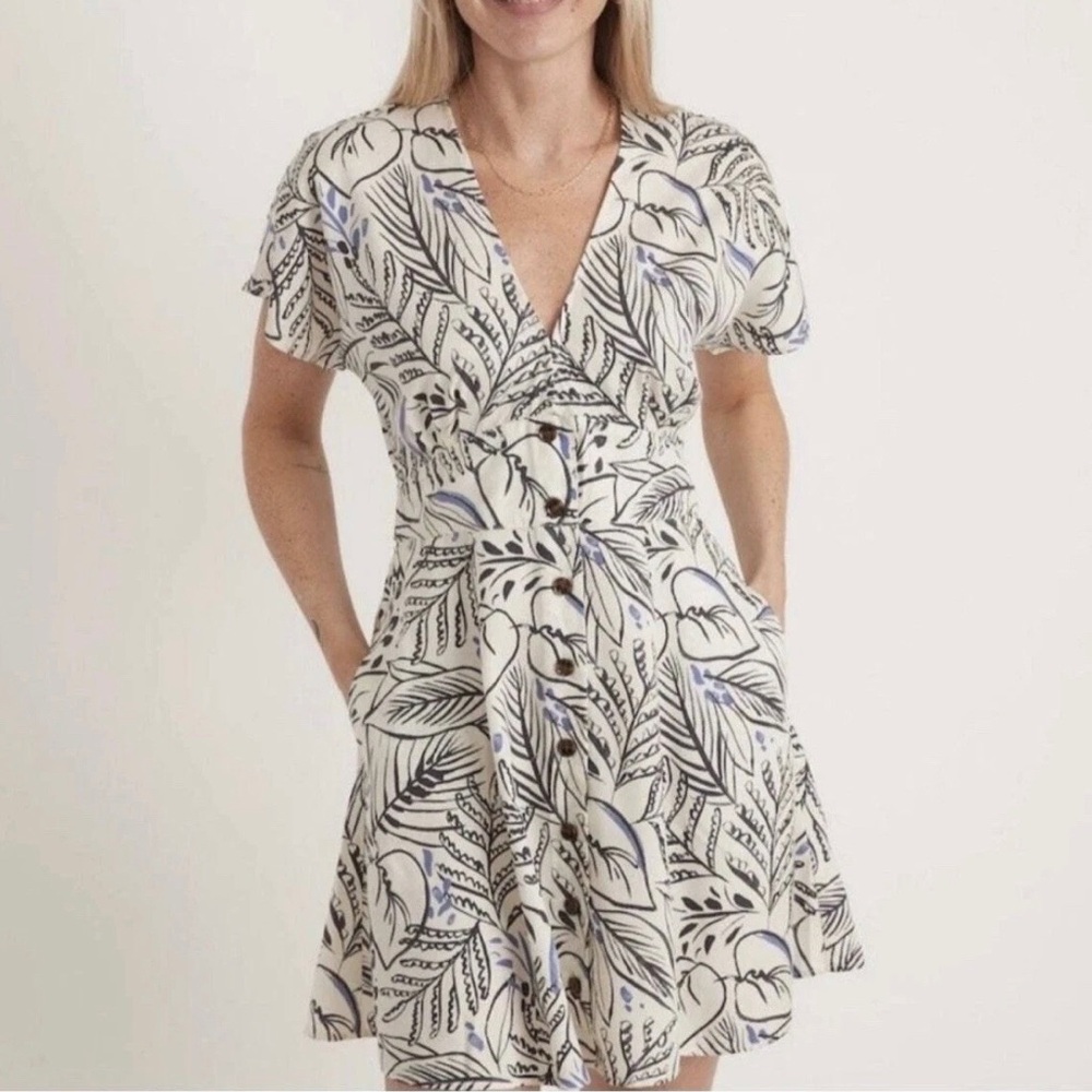 Marine Layer Black and Blue Leaf Print Mini Dress size XS